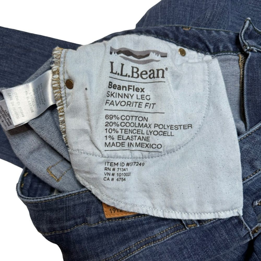 L.L. Bean Women's BeanFlex Skinny Leg Favorite Fit Denim Blue Jeans Size 14P - Picture 6 of 11